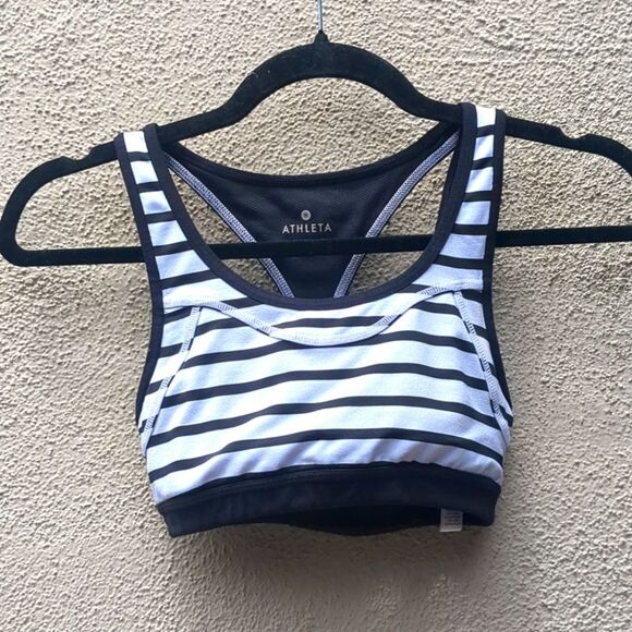 Athleta Triple Dare Sports Bra Black White Rriple XXS - Picture 1 of 9